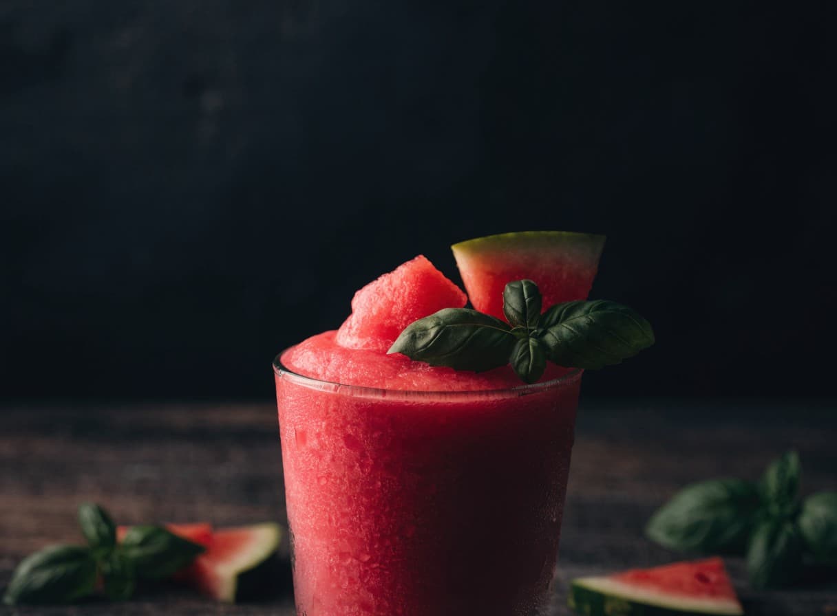 Wassermelone-Basilikum-Slush